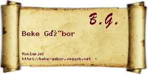 Beke Gábor névjegykártya