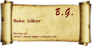 Beke Gábor névjegykártya